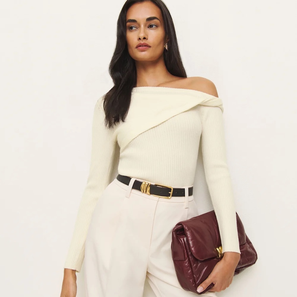 NWT Reformation Lilou Regenerative Merino Sweater Ivory - Size S